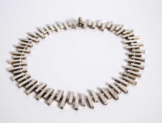 Rare Handmade Articulated necklace Designed by Bent Knudsen Denmark c.1960 Design no 62 signed Bent K screw fixing length 40cm weight 98 grams, Danish Jewellery Shop London, Danish Jewellery, Bent Knudsen Danish Silver, Scandinavian Jeweller